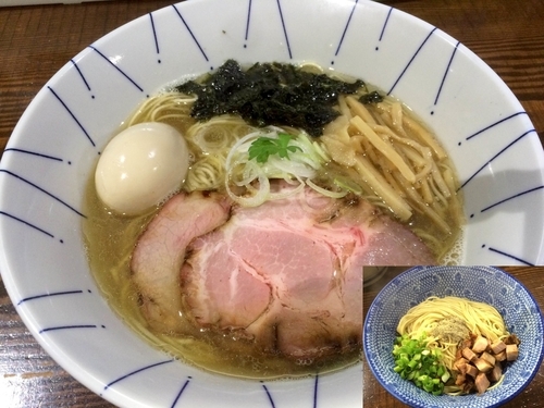 「芳醇煮干そば（750円）豚（100円）むじゃ玉（150円）」@ニボムジャキの写真