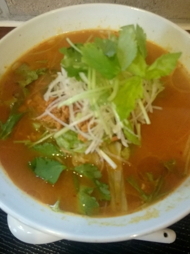 「レッドカレーラーメン」@中華菜食 やまとの写真