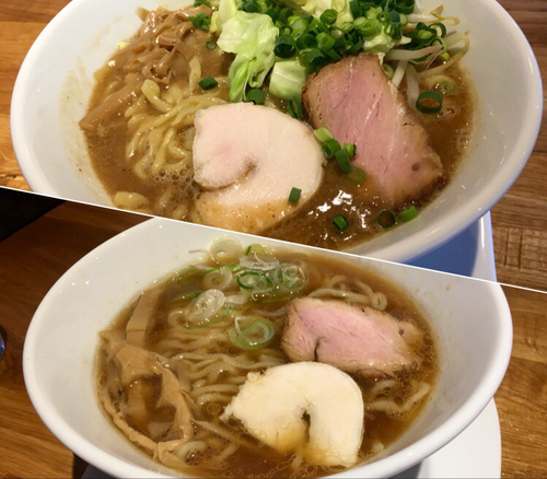 「濃厚魚介豚骨ラーメン 大盛225g ¥800+醤油ラーメン(ミル」@麺.SUZUKiの写真