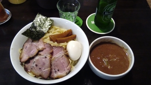 「特製つけめん+どろどろに変更+瓶ビール」@らーめん こてつの写真