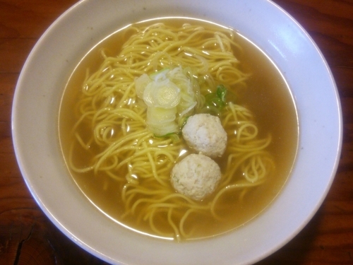 「朝ラーメン（塩、硬め）＋つくね」@中華そばつけそば 千思萬考の写真