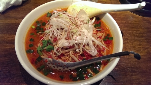 「天辛ラーメン、大盛、辛さ３」@らーめん天辛の写真