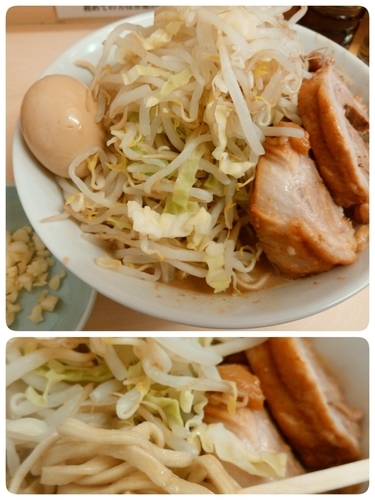 「ラーメン半熟味付玉子ニンニク別皿アブラ少なめ」@自家製ラーメン 大者の写真