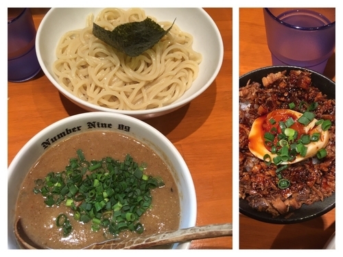 「つけ麺(熱盛り)800円+チャーシューごはん300円」@麺Dining Number Nine 09の写真