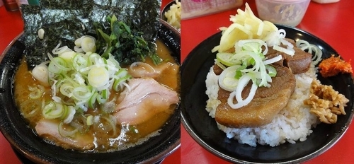 「焼き豚バラチャーシュー麺850円中盛100円角煮丼180円」@家系ラーメン とらきち家の写真