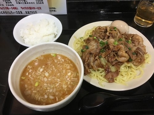 「肉盛りつけ麺850円 味玉100円」@海人の写真