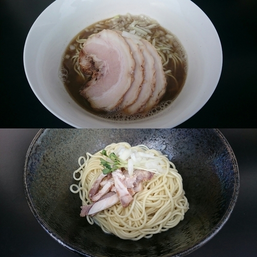 「肉中華そば(醤油)＆油そば(塩)」@煮干乱舞の写真