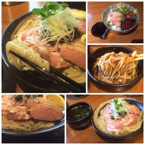 「鴨つけそば（大）990円＋海鮮丼400円」@寿製麺よしかわ 川越店の写真