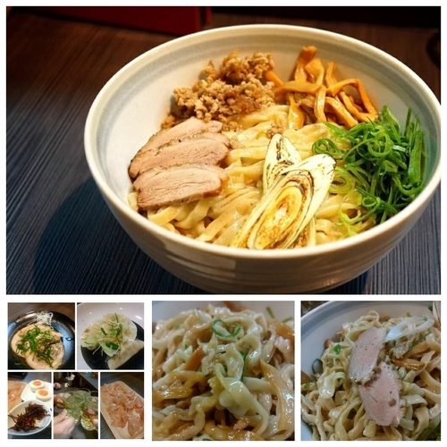 「鴨油とエシレバターの油そば1050円+色々」@柳麺 呉田-goden-の写真