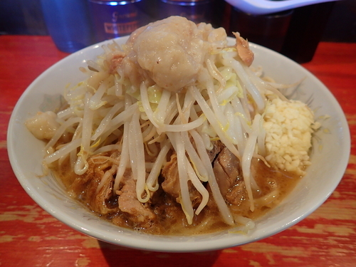 「小ラーメン・麺少なめ・ニンニク・アブラ」@ラーメン二郎 会津若松駅前店の写真