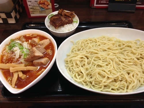 「辛味噌つけ麺(500g)＋豚飯」@ラッキー食堂まとや 千曲店の写真
