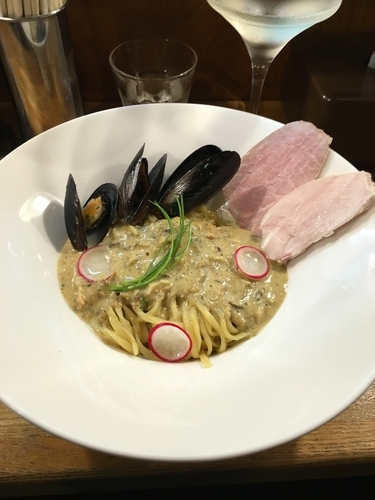 「限定 ムール貝のクリーム和えそば (1000円）」@麺庵 小島流の写真