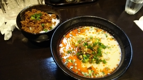 「担々麺と肉味噌ご飯」@担担麺 百練の写真