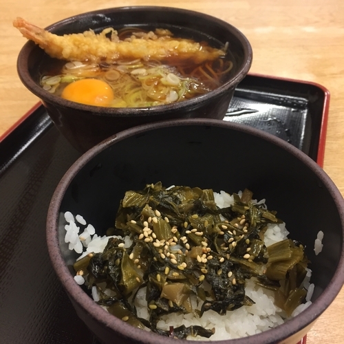 「朝定食Bセット（￥360）＋海老天（クーポン）」@ゆで太郎 芝店の写真