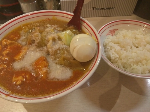 「蒙古タンメン　脂大盛　半ライス」@蒙古タンメン 中本 目黒店の写真