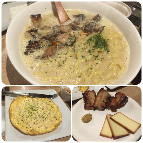 「スモーキーカルボナーラーメン¥980etc」@燻製屋 燻し人しんごの写真