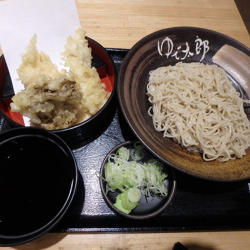 「とり舞茸そばセット(480円)(冷)」@ゆで太郎 赤坂大正通り店の写真