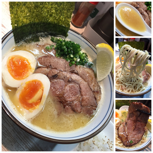 「【気まぐれ限定】特製 鶏白湯 半ライス付き￥1050」@中華そば 四つ葉の写真