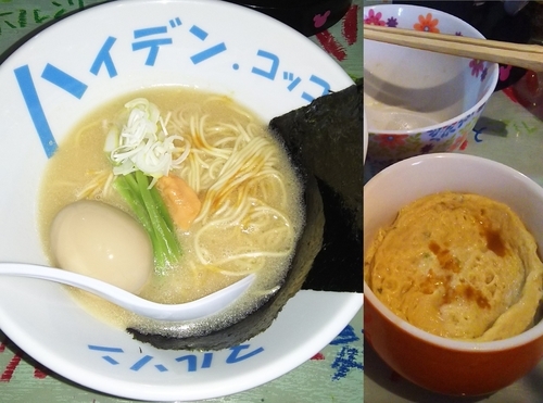 「雲丹豚骨らーめん+味玉+替玉+茶碗蒸し」@ハイデン.コッコFACTORYサマンサ・タマサの写真