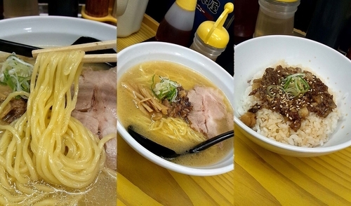 「『しお+夜セット 牛スジ丼(￥680+250)』」@牛骨らーめん ほうき屋の写真