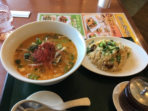 「担々麺880円+半チャーハン280円」@中華レストランChina Fan 草加店の写真