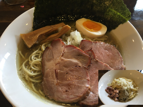 「特製純煮干しそば950円、和え玉150円」@活龍煮干そば専門店 にぼしのなみの写真