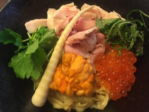 「（20食限定）北海道産生ウニ・イクラのまぜそば¥980」@麺匠えにしの写真