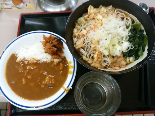 「ミニカレーセット(並盛・そば)590円」@たかべん 0番線ホーム店の写真