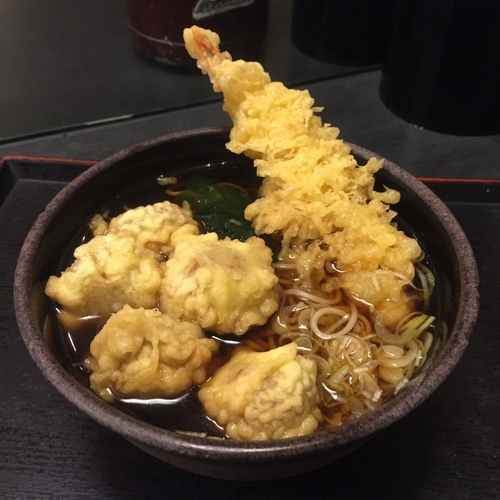 「【季節限定】肉だんご天（￥480）＋海老天（クーポン）」@ゆで太郎 東邦医大通り店の写真