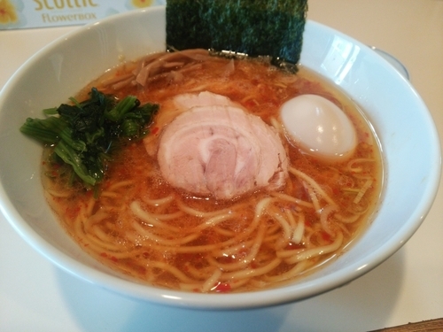 「ちょい辛らーめん＋味玉」@らーめん将貴の写真