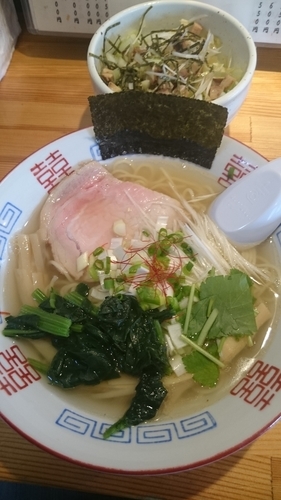 「塩らぁめん +ネギチャーシュー丼 830円」@らぁめん 赤星の写真