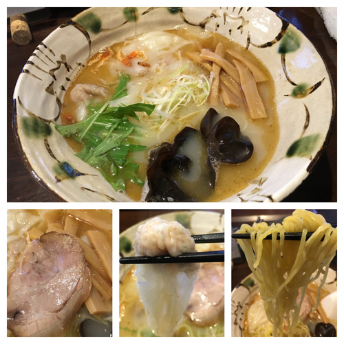 「焼きあご塩  850円＋トッピング海老わんたん 200円」@いち井の写真