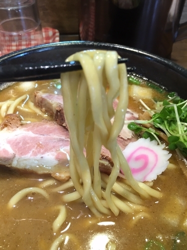 「煮干豚骨太麺大盛り」@中華そば 煮干しやの写真