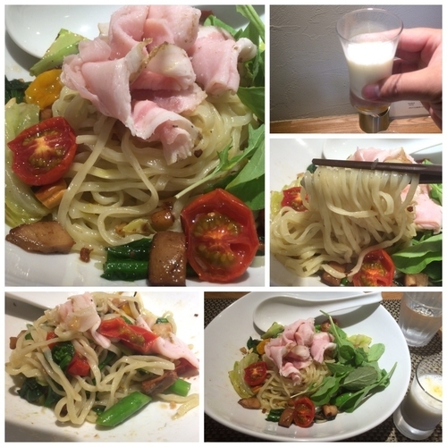 「【限定20食】やまと豚と春野菜の和えそば（デザートドリンク）」@生粋 花のれんの写真