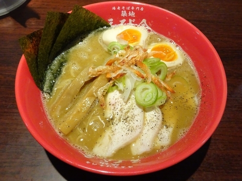 「特製濃厚白湯海老そば（1,080円）＋雑炊セット」@海老そば専門店 築地 えび金 立川店の写真