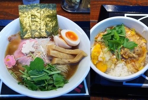 「極煮干しラーメン大盛り(無料)+にぼ玉丼(サービス)」@ラーメン愉悦処 似星 2号店の写真