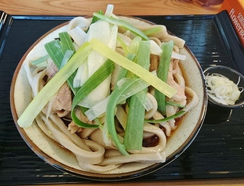 「冷やし肉南そば（太麺） 900円」@手打蕎麦 角萬の写真