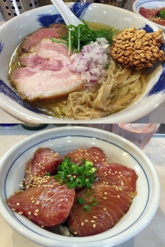 「限定３周年記念ラーメン（７８０円）本鮪脳天漬け丼（３００円）」@麺屋 扇 SENの写真