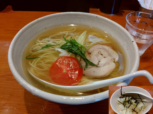 「白そば750円+ぞうすい飯200円」@麺屋 ブルーズの写真