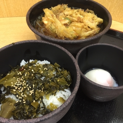 「朝定食Bセット（￥360）＋かき揚げ（クーポン）」@ゆで太郎 大森入新井店の写真