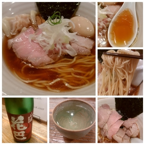 「特製鶏のらぁめん970円+日本酒」@Homemade Ramen 麦苗の写真