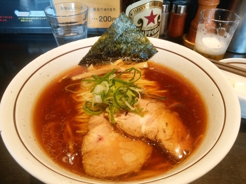 「中華そば＋ビール」@中華そば しながわの写真