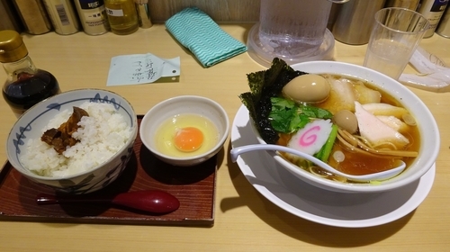 「特製極み中華そば（1,000円）＋卵かけごはん（280円）」@銀座 朧月 鶏処の写真