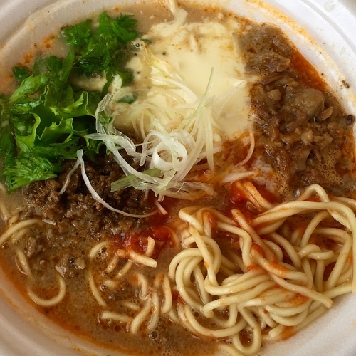 「太陽のトマト味噌担々+フォンデュチーズ@龍の髭×虎徹」@水戸のラーメンまつりⅡ ～炎のラーメンウィーク～の写真