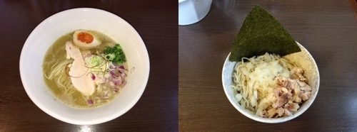 「鳥満湯ラーメン・塩￥750＋和え玉￥200」@つけ麺 弥七の写真