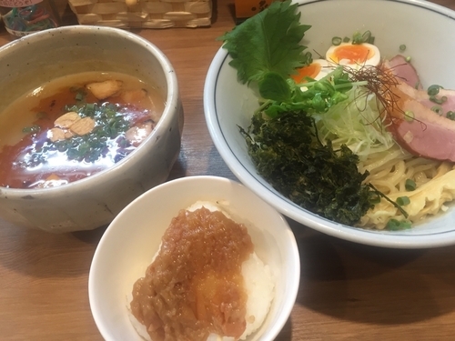 「（限定）冷やし味噌つけSOBA¥1000（梅おにぎり付）」@麺家 Shumen Doushiの写真