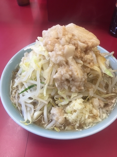 「小ラーメン、麺少なめ、ニンニク、ヤサイ、アブラ」@ラーメン二郎 中山駅前店の写真