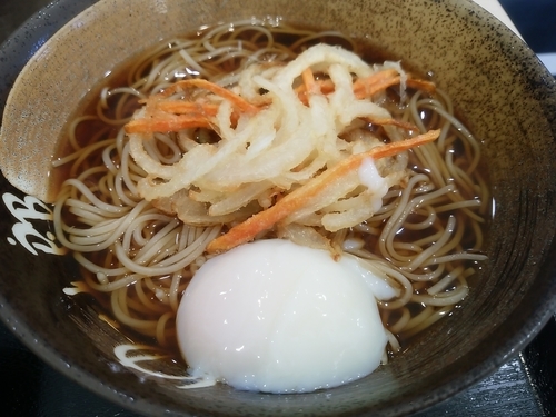 「朝そば(並盛・温泉玉子)330円」@ゆで太郎 高崎上小塙町店の写真