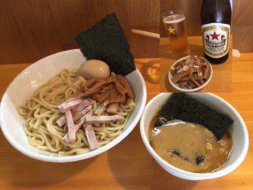 「【2周年記念限定】永太つけ麺（渡り蟹、甘海老スープ）、サッポロラ」@麺屋 永太の写真