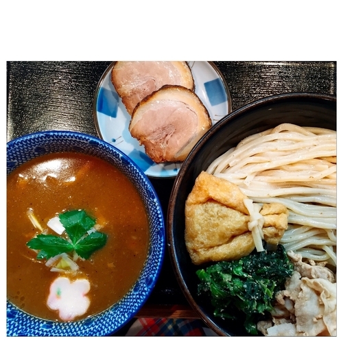 「☆つけ麺　もち巾着にねむりチャーシュー☆」@らー麺土俵 鶴嶺峰の写真